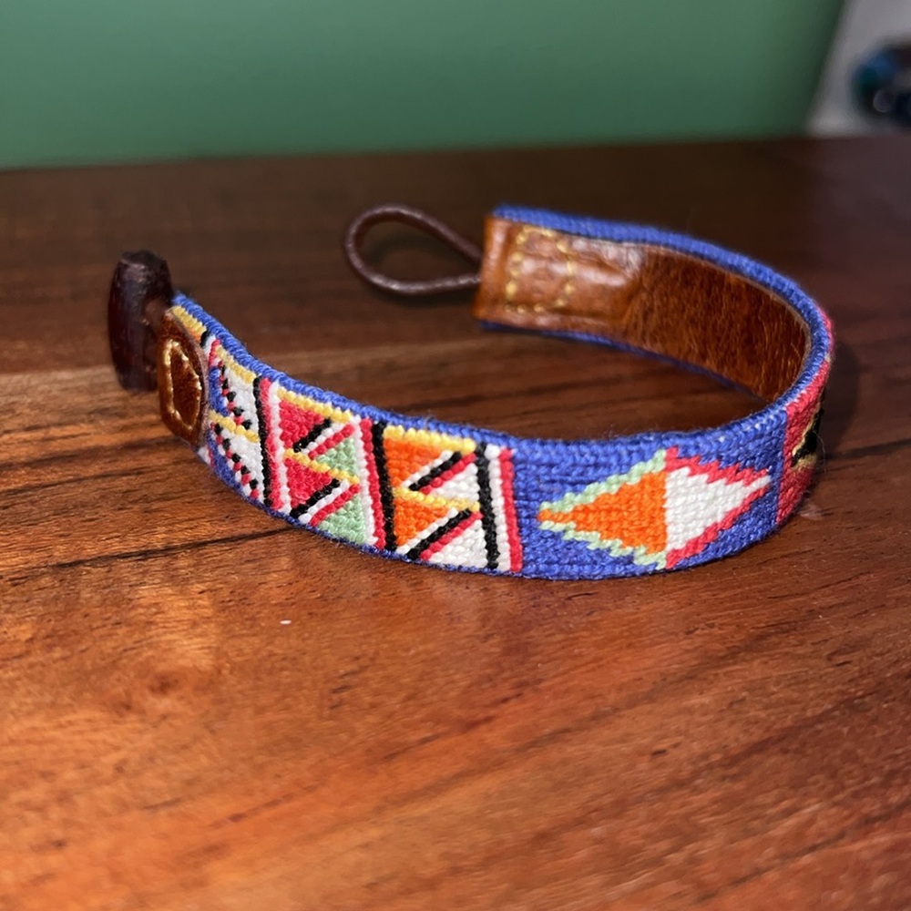 Smather & Branson Needlepoint Leather Bracelet